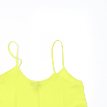 Womens UK Size 8 Topshop Yellow Cropped T-Shirt