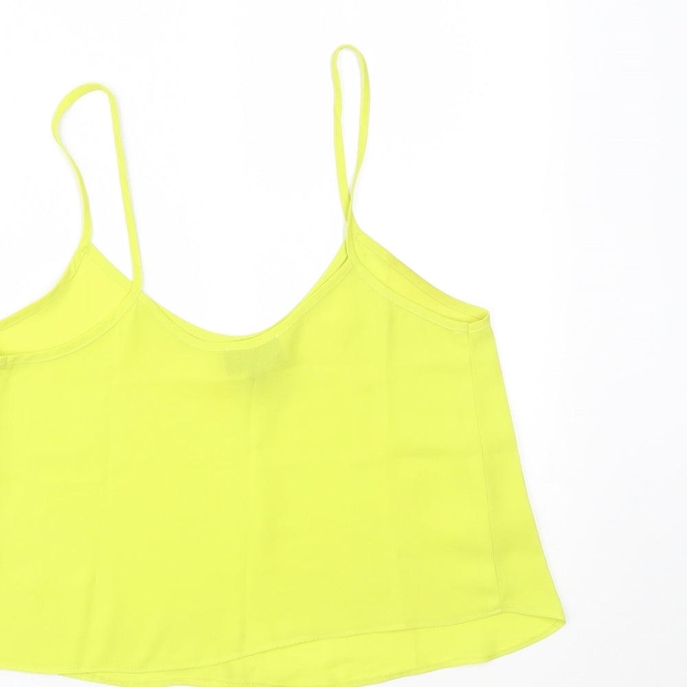 Womens UK Size 8 Topshop Yellow Cropped T-Shirt