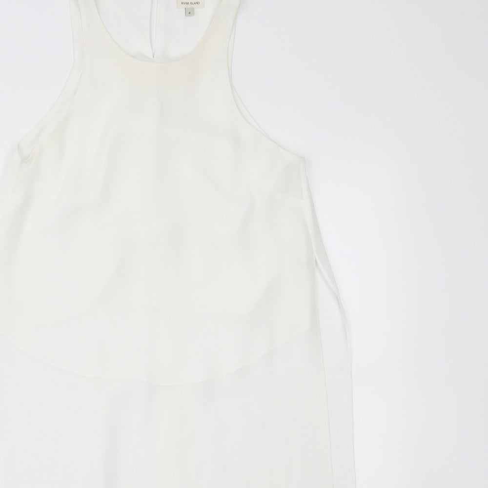 Womens UK Size 6 River Island White Basic Tank