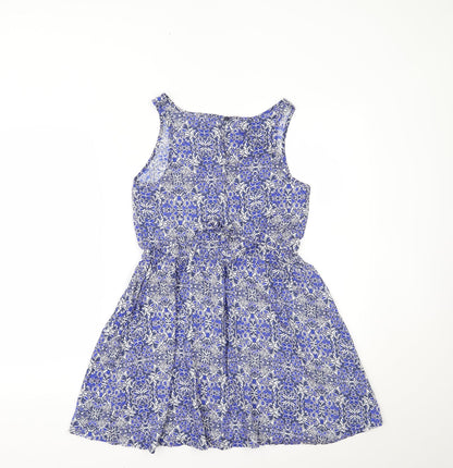 Papaya Womens Blue Floral  Fit & Flare  Size 10