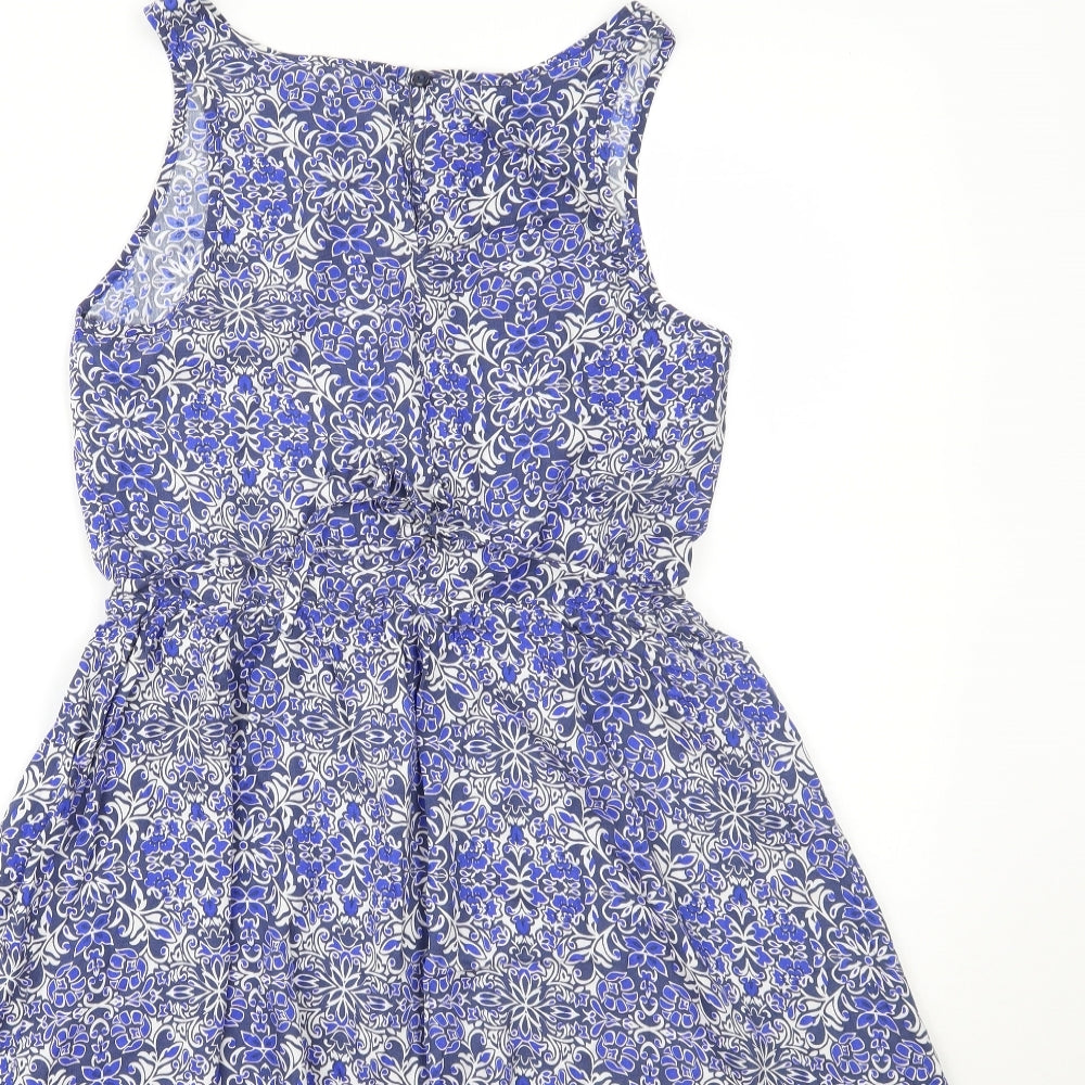 Papaya Womens Blue Floral  Fit & Flare  Size 10