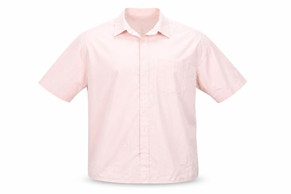 Mens UK Size 16 C&A Pink  Button-Up Short Sleeve Casual Shirt