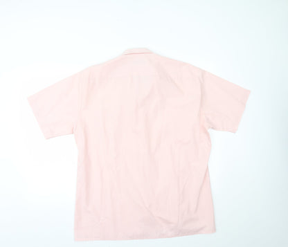 Mens UK Size 16 C&A Pink  Button-Up Short Sleeve Casual Shirt