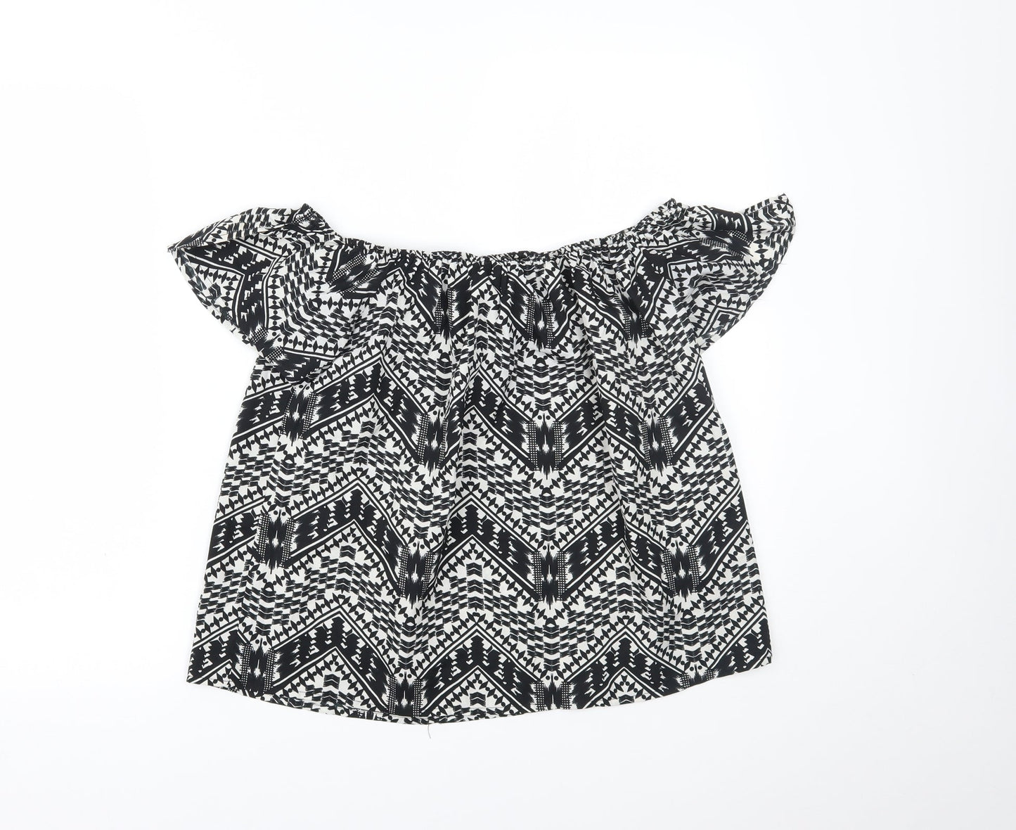 Primark Womens Black Geometric  Basic Blouse Size 10