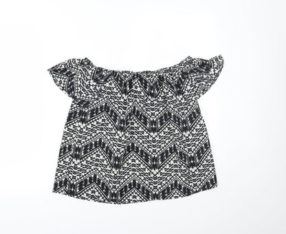 Primark Womens Black Geometric  Basic Blouse Size 10