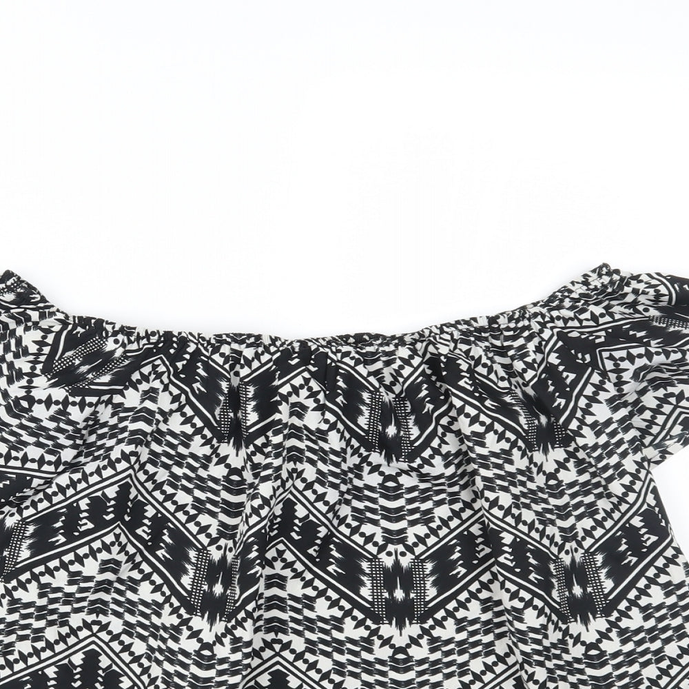 Primark Womens Black Geometric  Basic Blouse Size 10