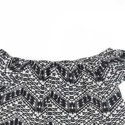 Primark Womens Black Geometric  Basic Blouse Size 10