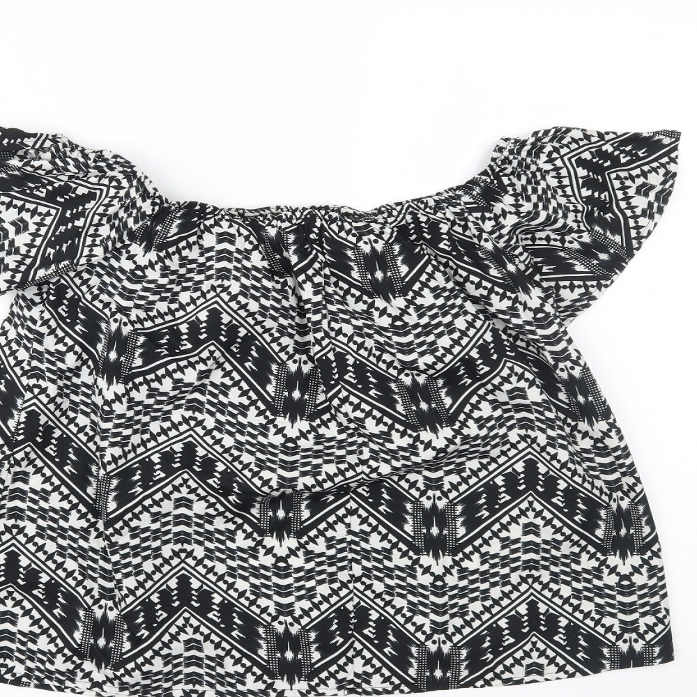Primark Womens Black Geometric  Basic Blouse Size 10