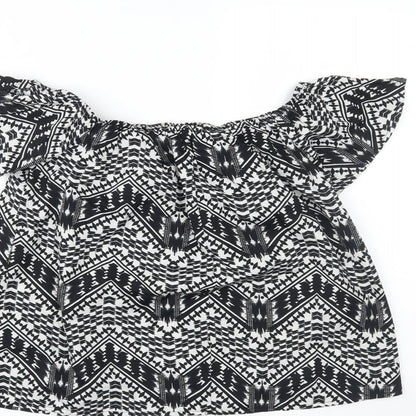 Primark Womens Black Geometric  Basic Blouse Size 10