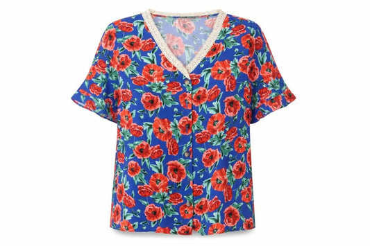 Womens UK Size 10 Papaya Multicoloured Basic Button-Up