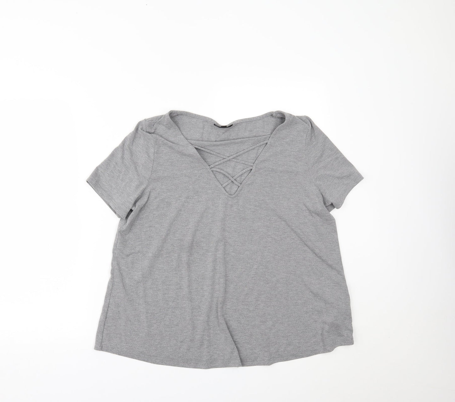 Womens UK Size 12 Topshop Grey Basic T-Shirt