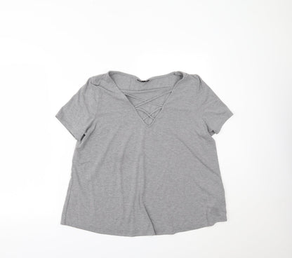 Womens UK Size 12 Topshop Grey Basic T-Shirt