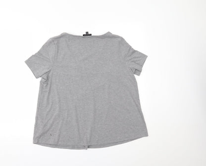 Womens UK Size 12 Topshop Grey Basic T-Shirt
