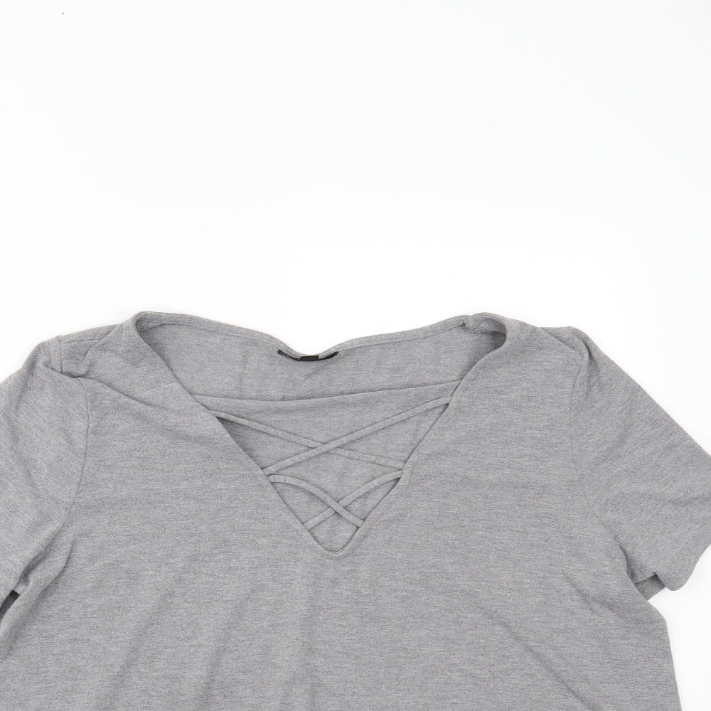 Womens UK Size 12 Topshop Grey Basic T-Shirt