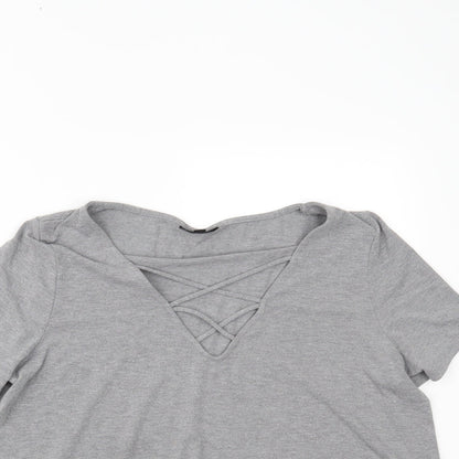 Womens UK Size 12 Topshop Grey Basic T-Shirt