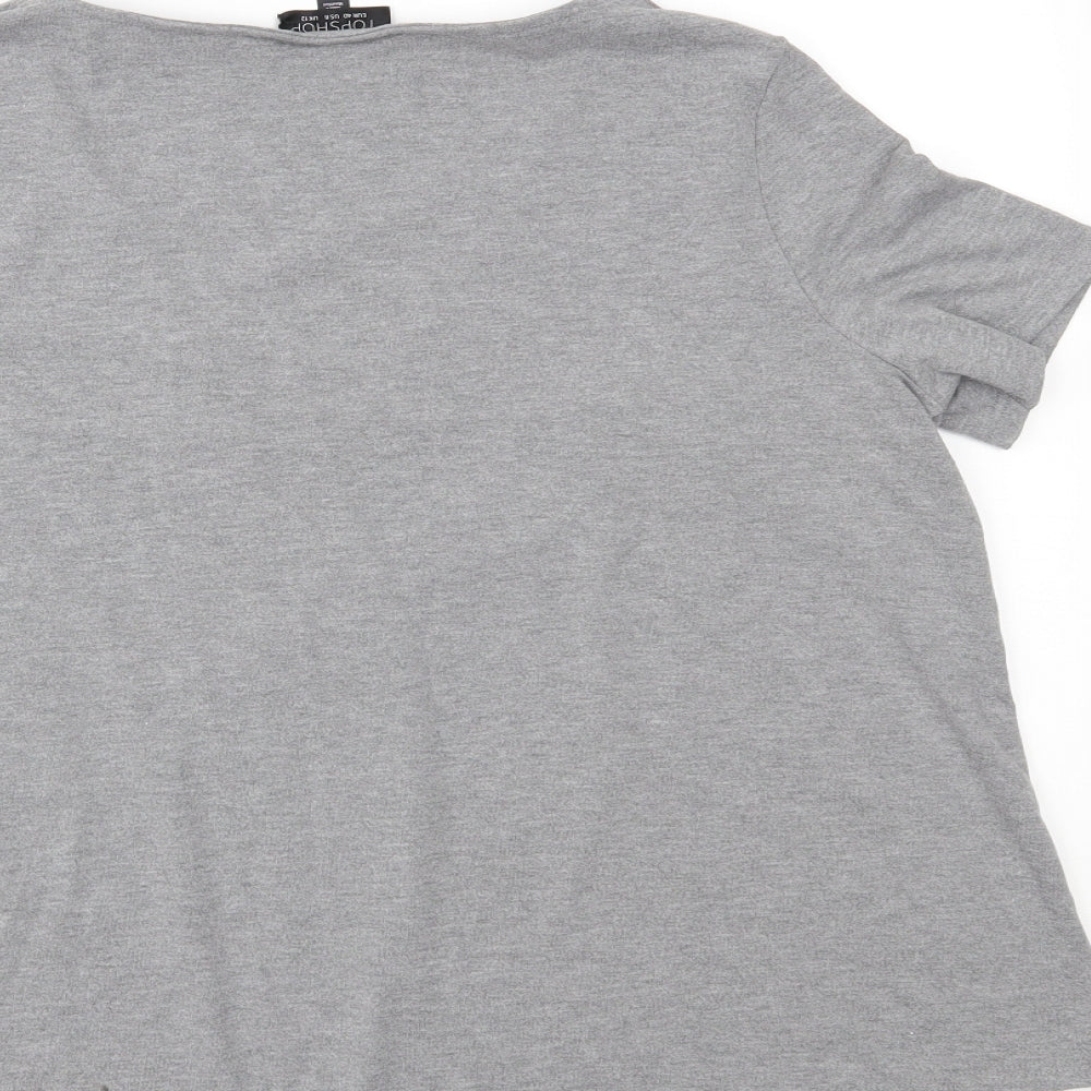 Womens UK Size 12 Topshop Grey Basic T-Shirt