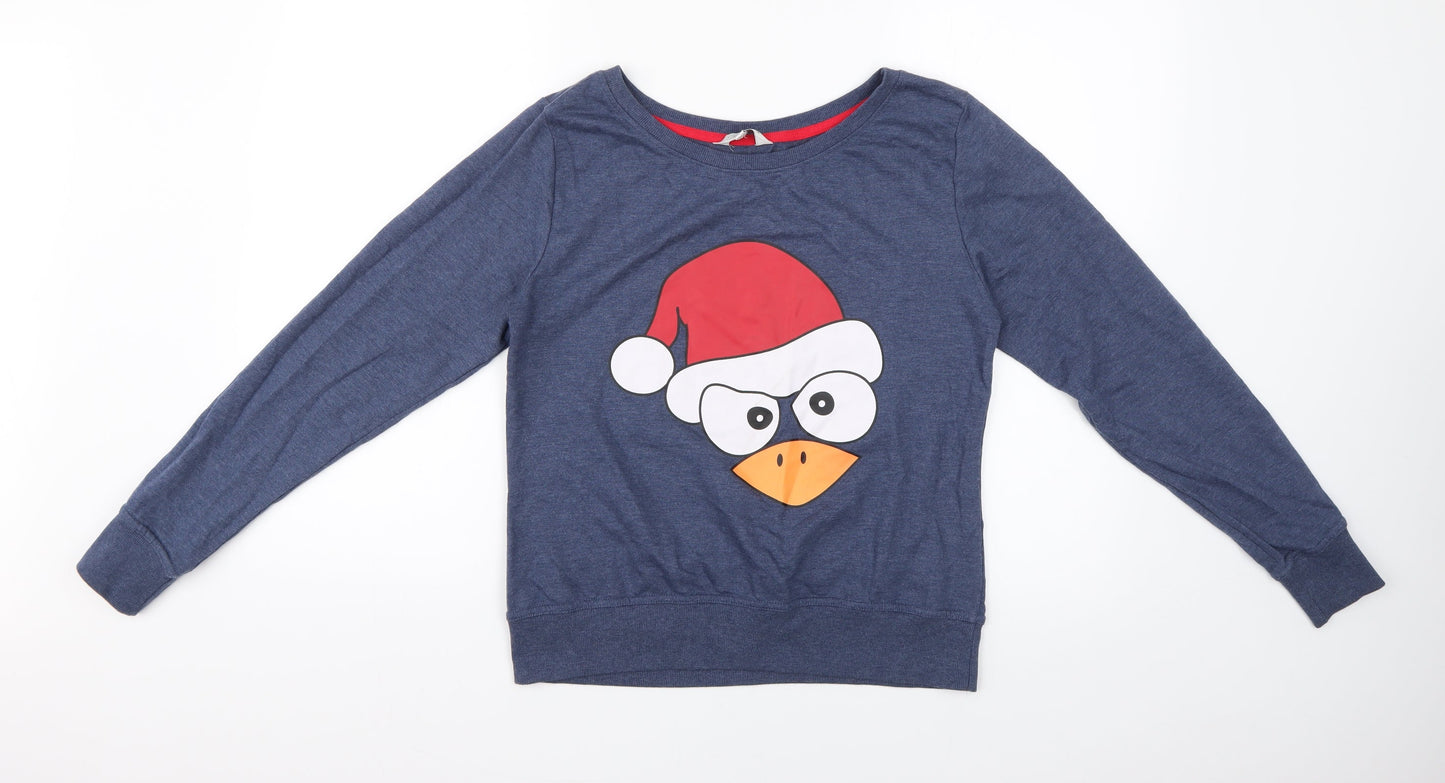 Peacocks Mens Blue Geometric  Pullover Jumper Size S  - Christmas