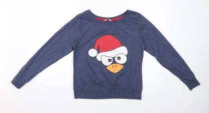 Peacocks Mens Blue Geometric  Pullover Jumper Size S  - Christmas