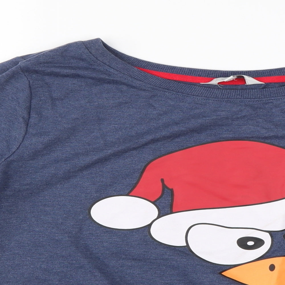 Peacocks Mens Blue Geometric  Pullover Jumper Size S  - Christmas