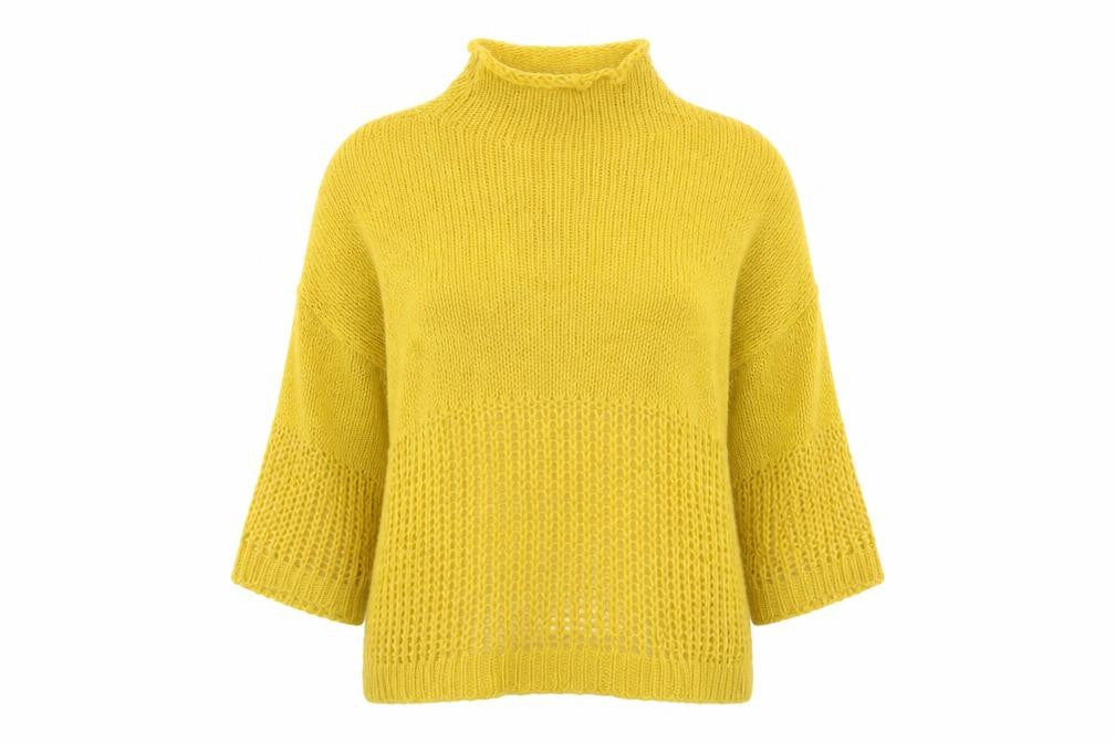 Womens UK Size M Preworn Yellow Henley Jumper