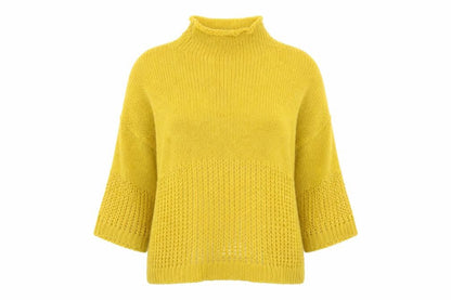 Womens UK Size M Preworn Yellow Henley Jumper