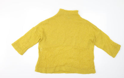 Womens UK Size M Preworn Yellow Henley Jumper