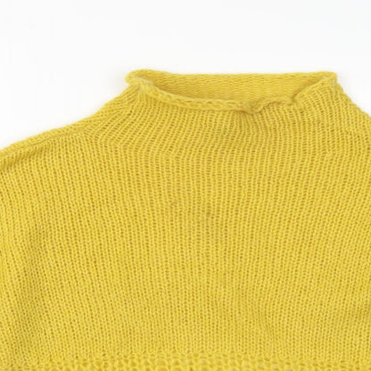 Womens UK Size M Preworn Yellow Henley Jumper