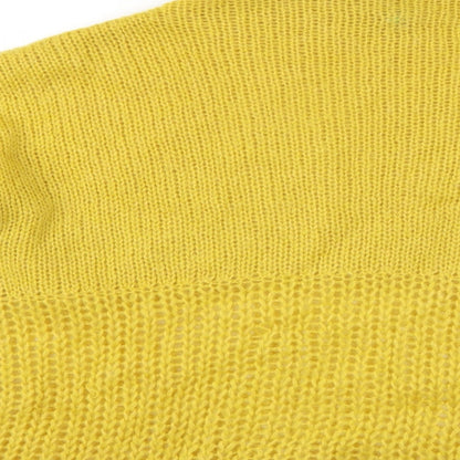 Womens UK Size M Preworn Yellow Henley Jumper