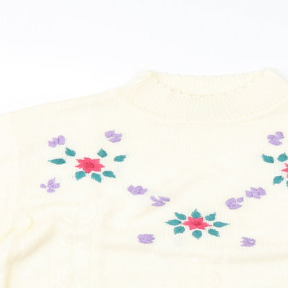 rose pearl Womens Yellow Floral  Pullover Jumper Size 10