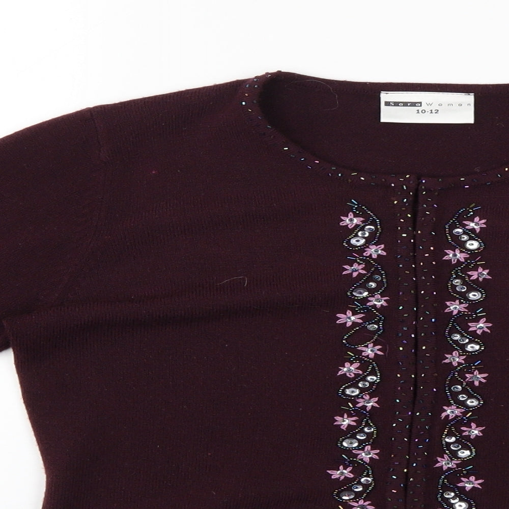 Womens UK Size 10 Sara Purple Cardigan Jumper