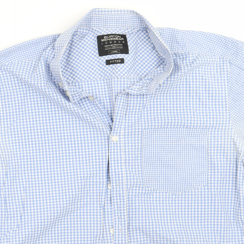 Mens UK Size L Burton Blue  Button-Up Short Sleeve Casual Shirt