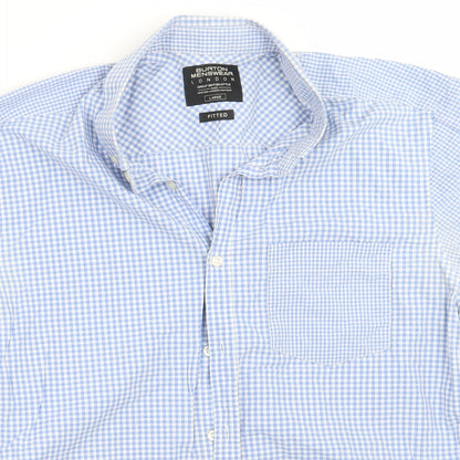 Mens UK Size L Burton Blue  Button-Up Short Sleeve Casual Shirt
