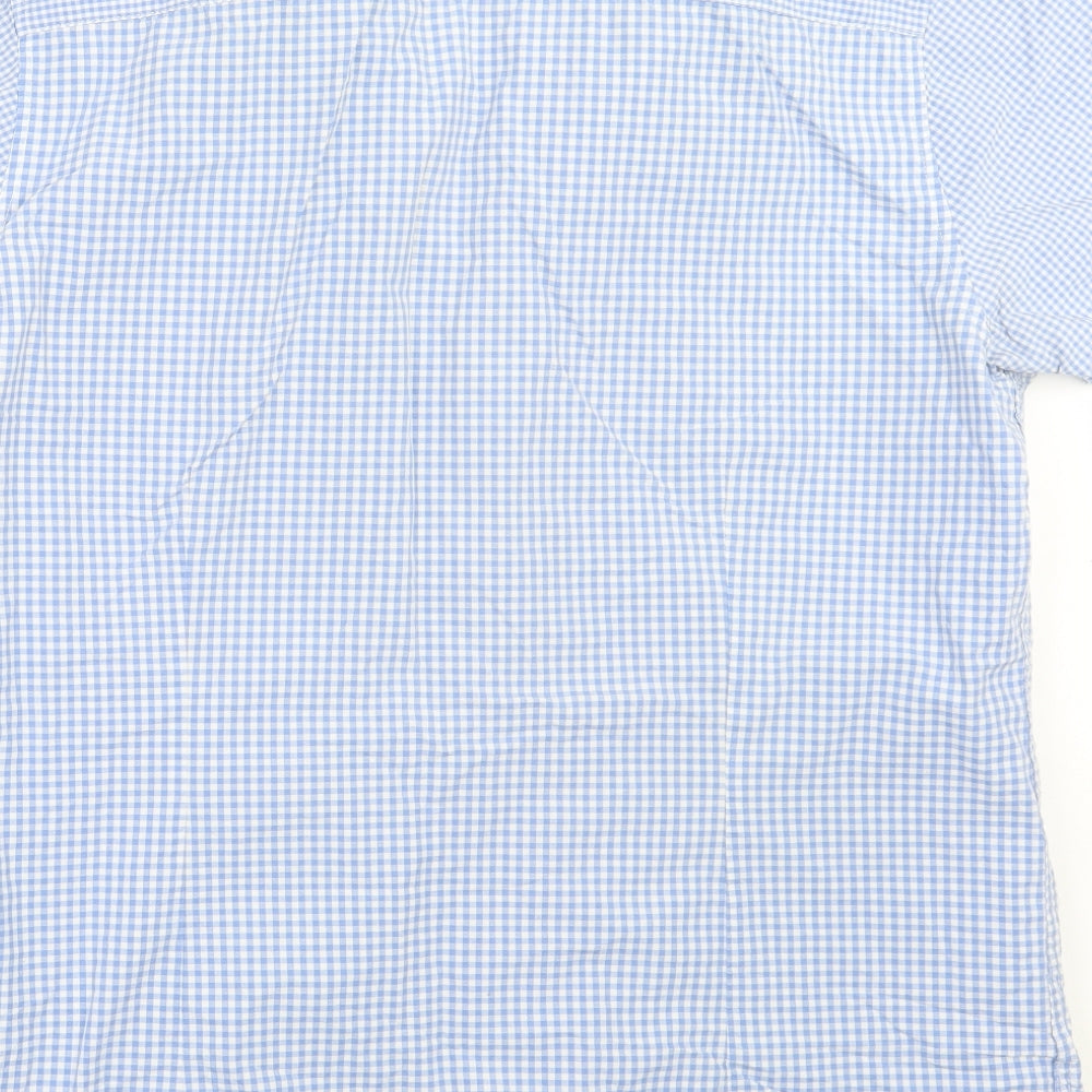 Mens UK Size L Burton Blue  Button-Up Short Sleeve Casual Shirt