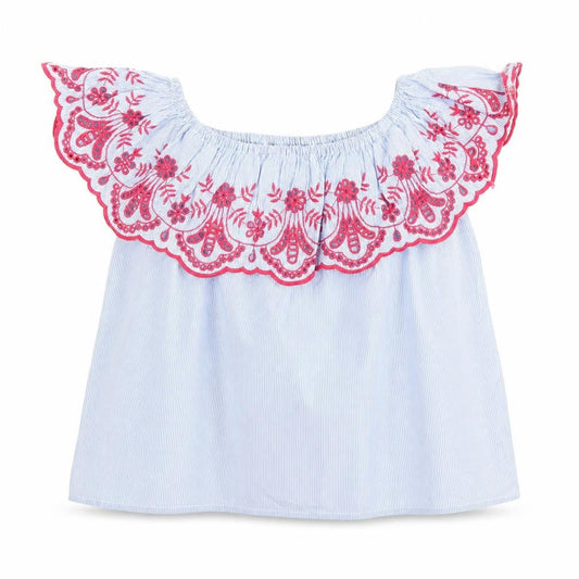 Front view of Red Herring women’s blue floral basic t-shirt, size UK 8