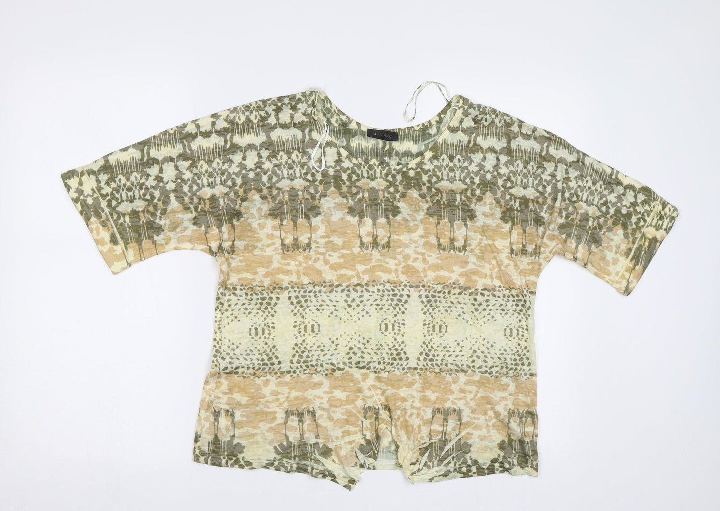 Claudia C Womens Green Geometric  Basic Blouse Size S