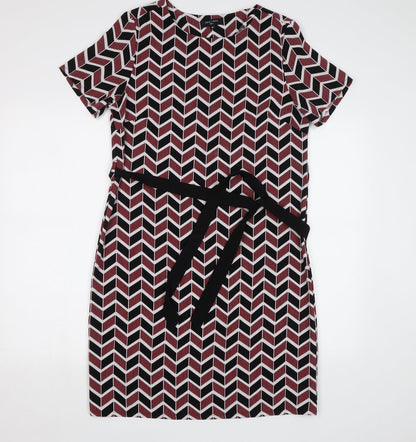 New Look Womens Red Geometric  Pencil Dress  Size 10
