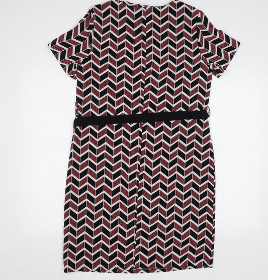 New Look Womens Red Geometric  Pencil Dress  Size 10