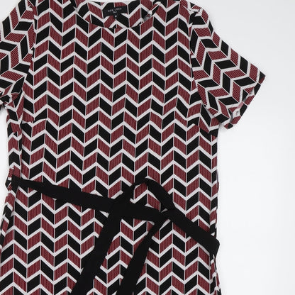 New Look Womens Red Geometric  Pencil Dress  Size 10