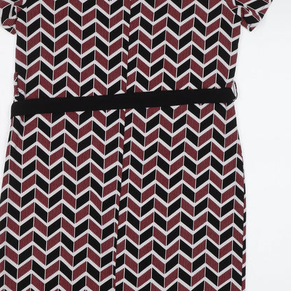 New Look Womens Red Geometric  Pencil Dress  Size 10