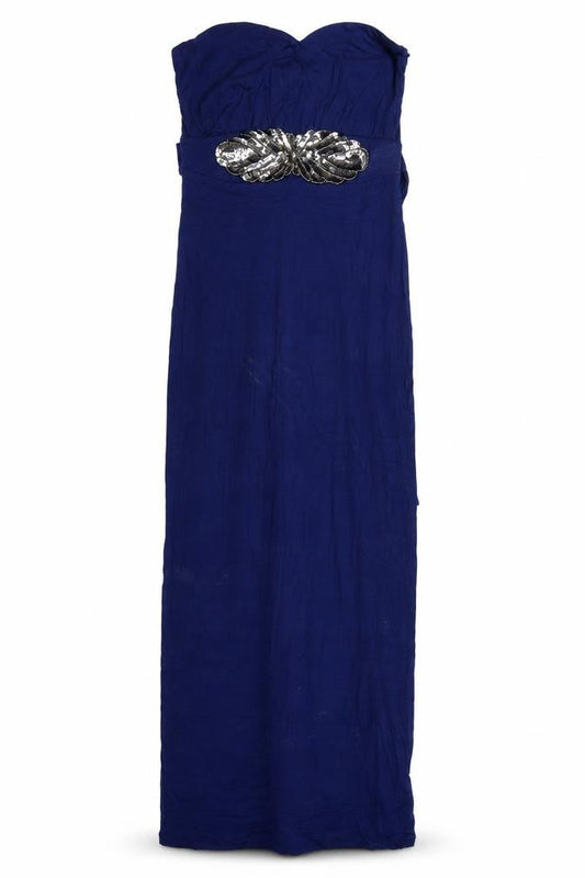 Front view of ASOS women’s blue maxi, size UK 10