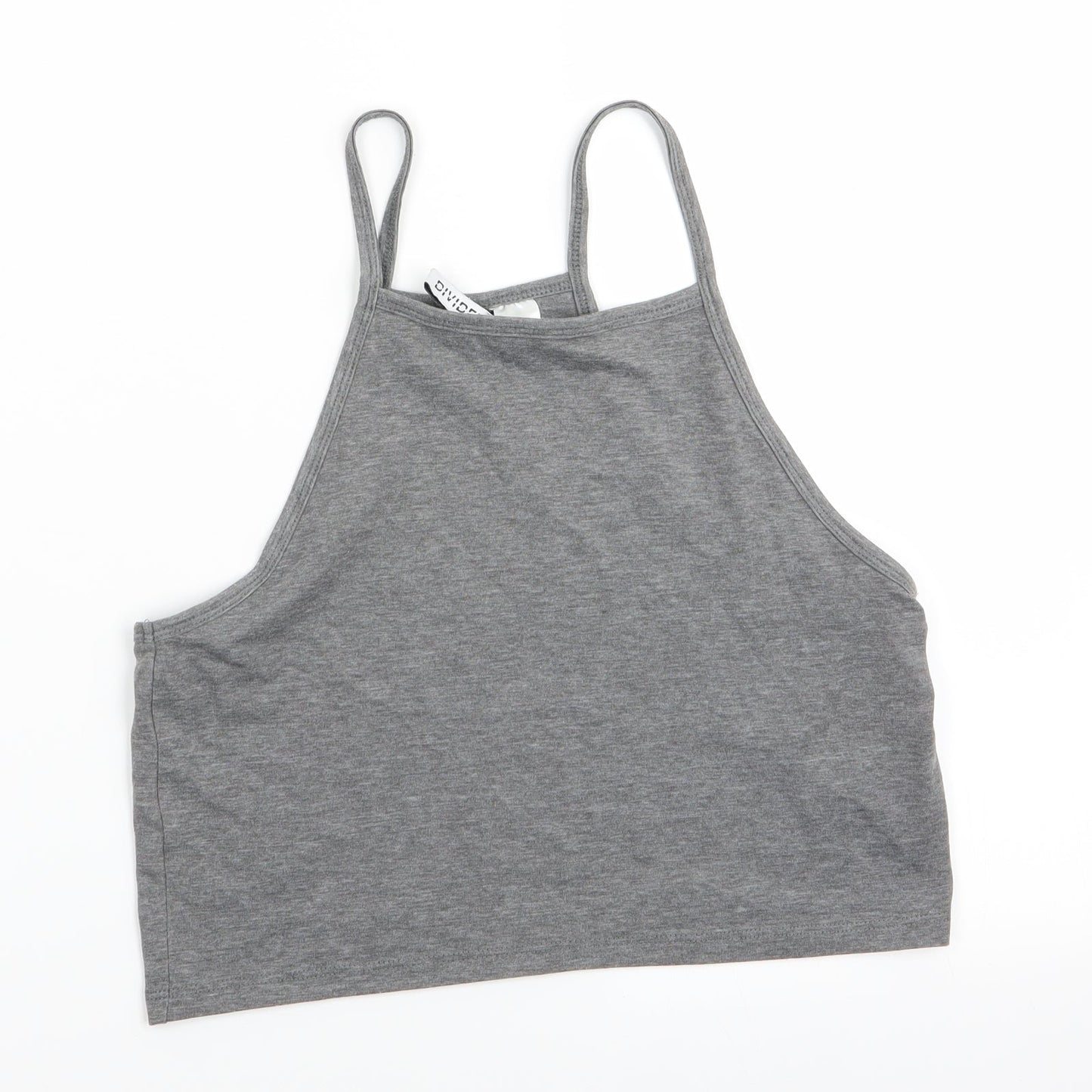 Womens UK Size 10 Divided Grey Cropped T-Shirt