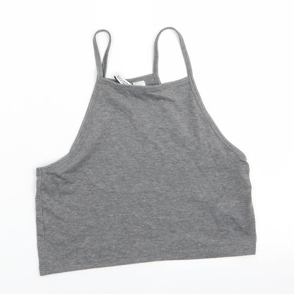 Womens UK Size 10 Divided Grey Cropped T-Shirt