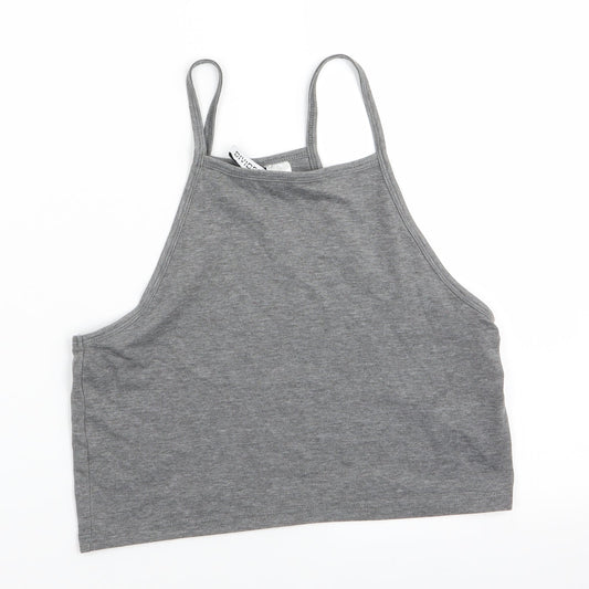 Womens UK Size 10 Divided Grey Cropped T-Shirt