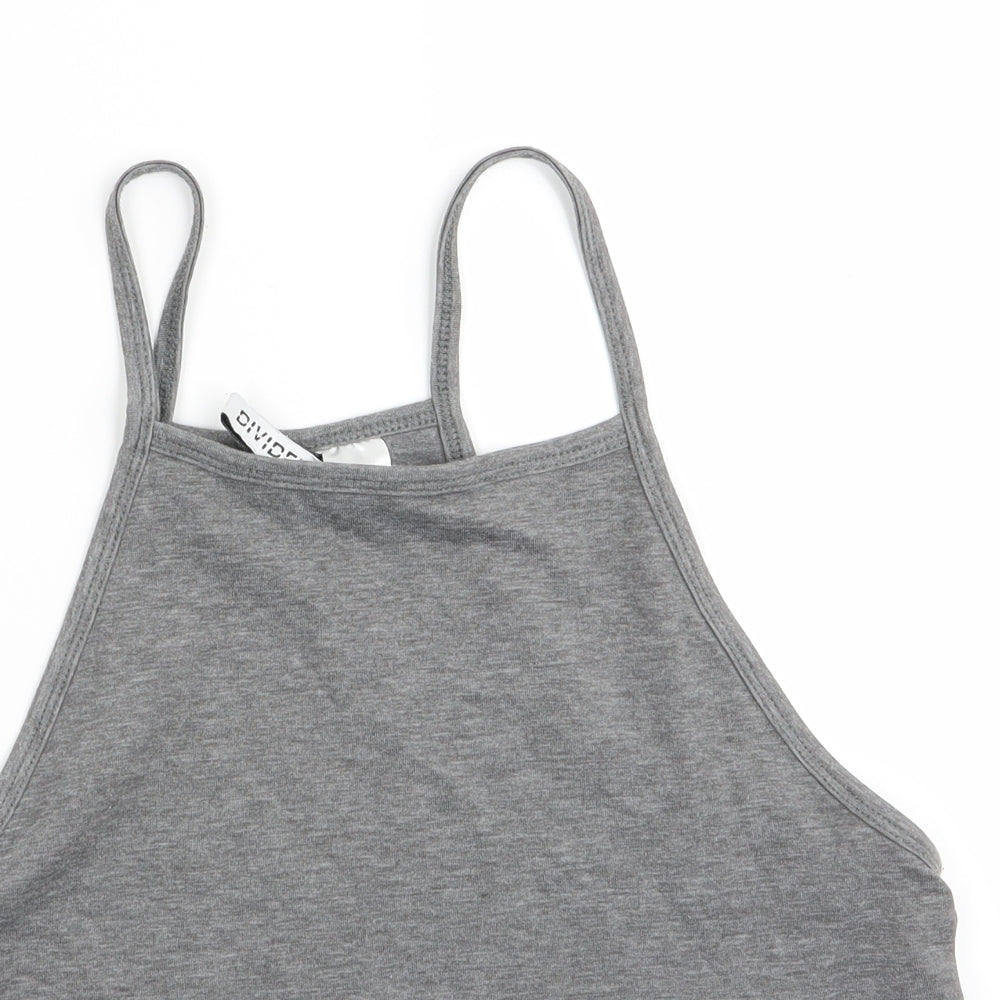 Womens UK Size 10 Divided Grey Cropped T-Shirt