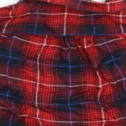 River Island Mini Girls Red Check  Basic Blouse Size 0-3 Months  - Frilled Cuffs