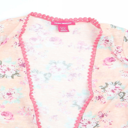 Young Dimension Girls Pink Floral  Cardigan Jumper Size 3-4 Years