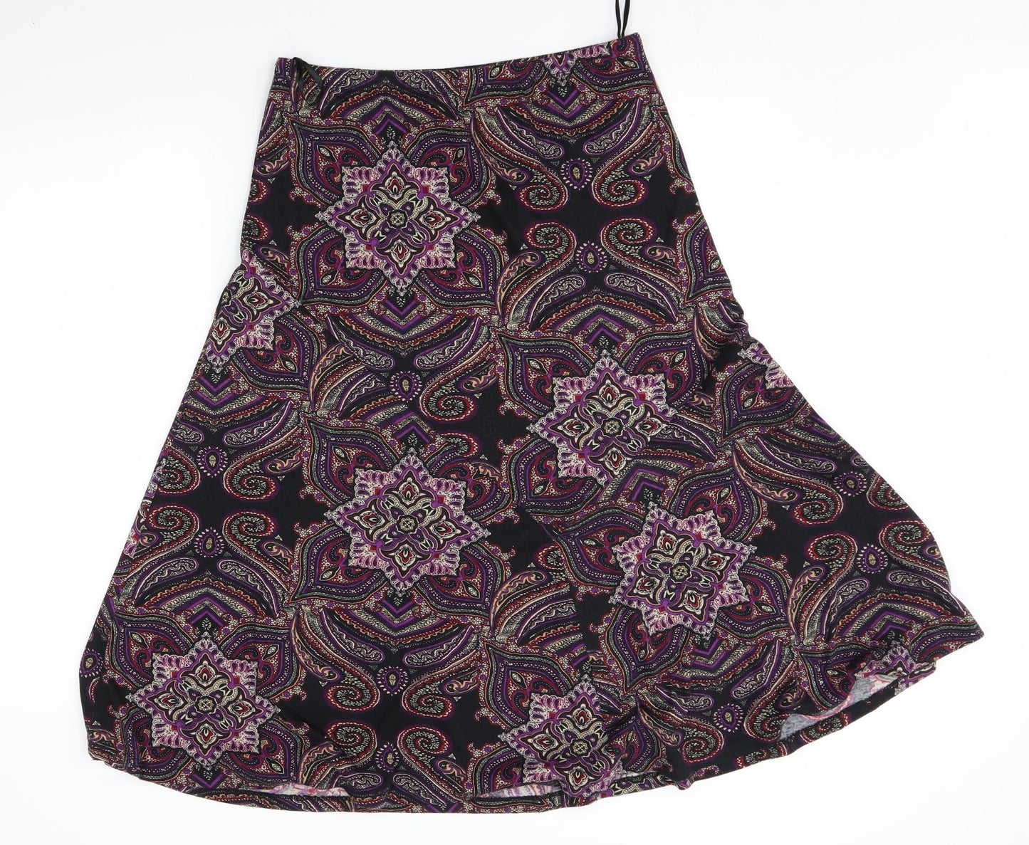 M&S Womens Black Fair Isle  A-Line Skirt Size 10