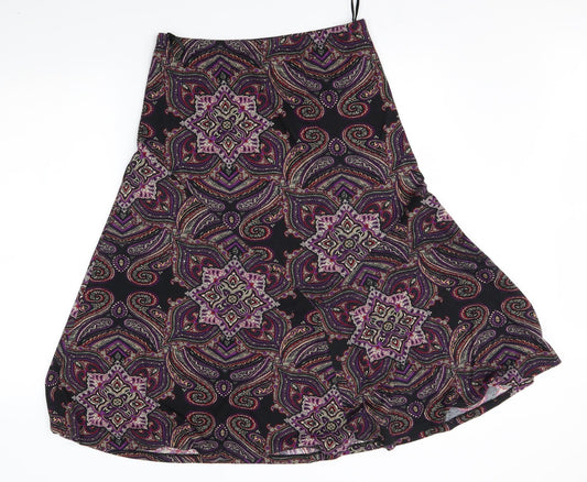M&S Womens Black Fair Isle  A-Line Skirt Size 10