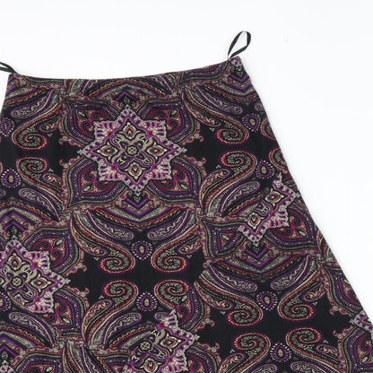 M&S Womens Black Fair Isle  A-Line Skirt Size 10