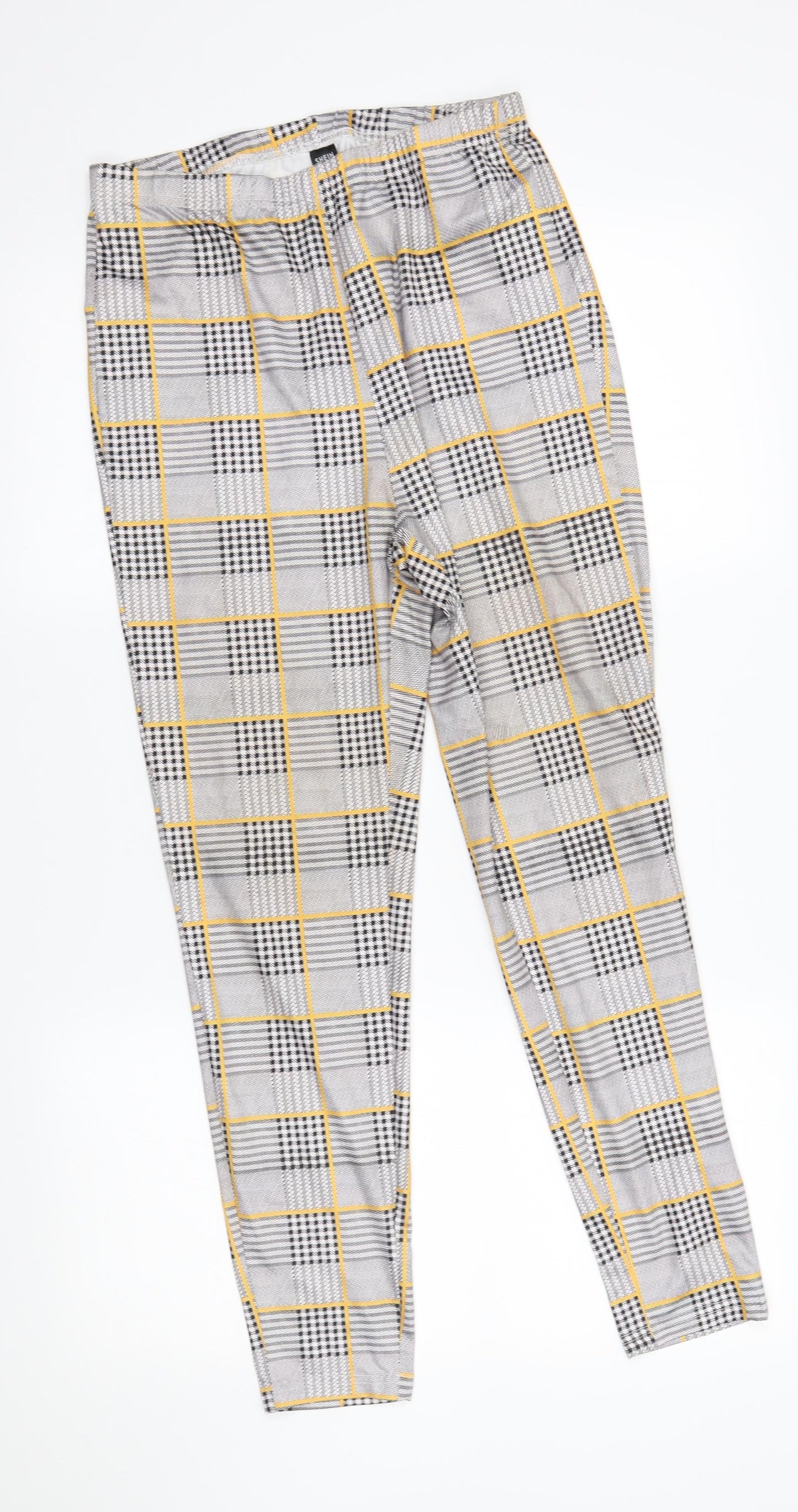 SheIn Womens Grey Plaid  Trousers  Size M L26 in